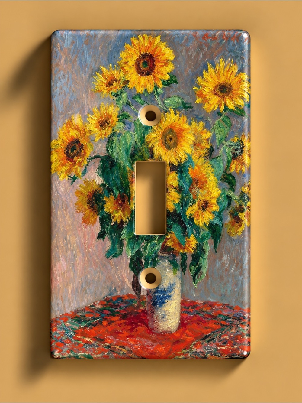 Handmade Sunflower Vase Decorative Toggle Switch Plate - Yellow Floral Accent